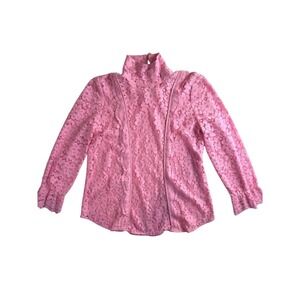 Smythe Women's Flamingo Pink Lace High Neck Top